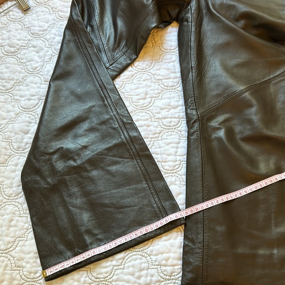 Vintage Wide Leg Chocolate Brown Leather Trousers - Picture 2 of 4